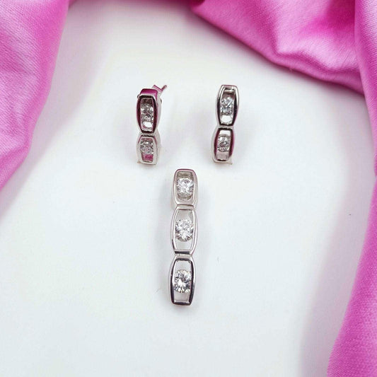 92.5 Silver Attractive Layerd Wand Pendant Set - Shree Radhe Pearls