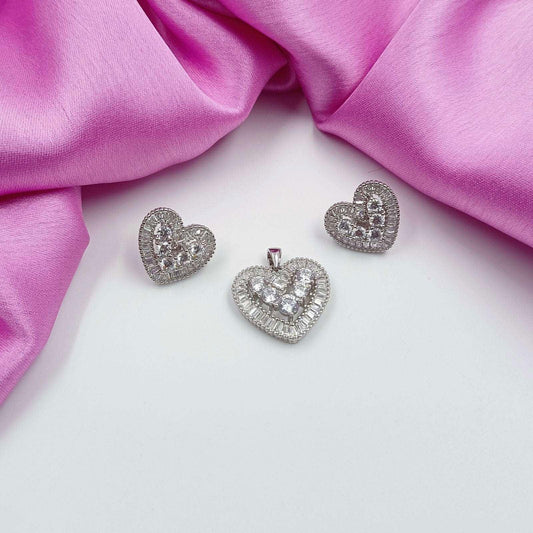 92.5 Silver Awesome Designer Pendant Set - Shree Radhe Pearls