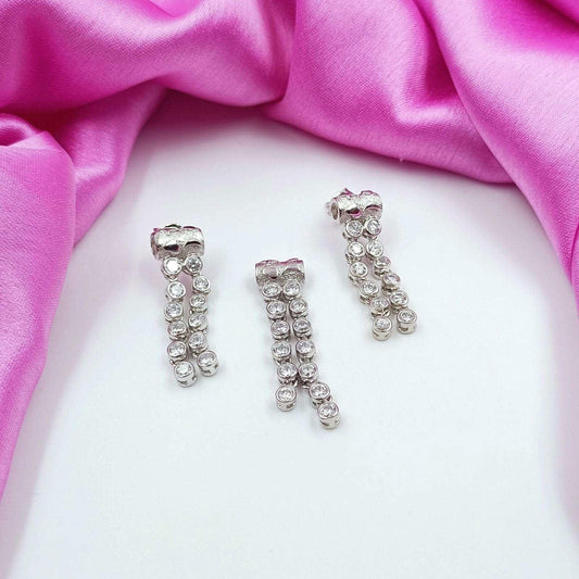 92.5 Silver Beautiful Hanging Pendent Set - Shree Radhe Pearls