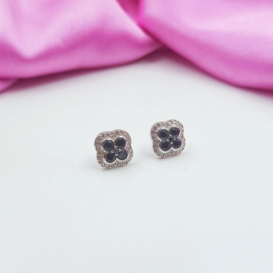 92.5 Silver Black Beauti Earring - Shree Radhe Pearls -