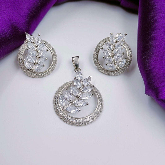 92.5 Sterling Silver Pendant Set for Women - Shree Radhe Pearls