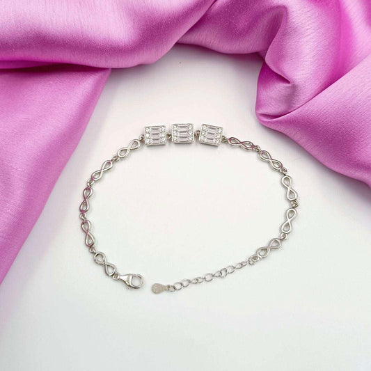 92.5 silver Classic Dia Bracelet - Shree Radhe Pearls