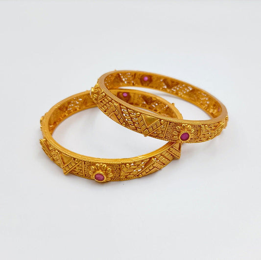 Aadya Attractive Gold Plated Bangles Set - Shree Radhe Pearls -