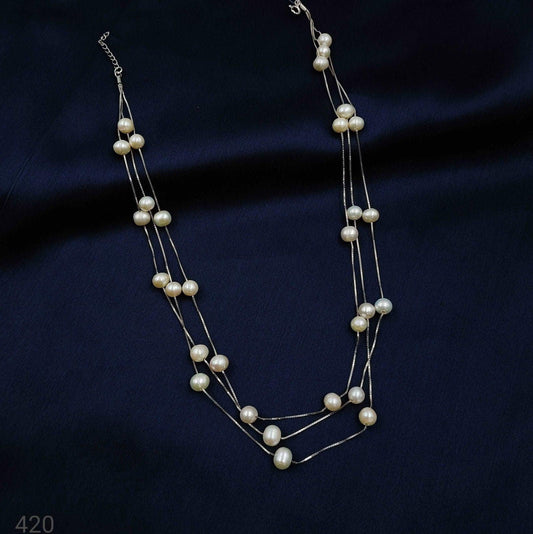 Adorable Fresh Water Pearls 92.5 Silver Necklace - Shree Radhe Pearls