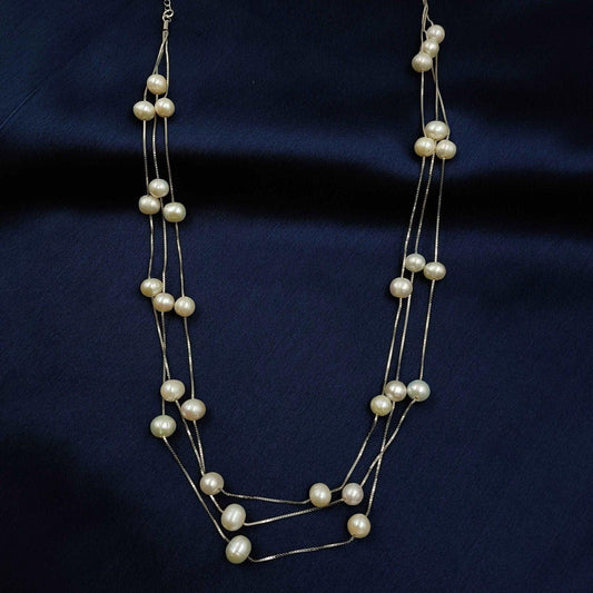 Adorable Fresh Water Pearls 92.5 Silver Necklace - Shree Radhe Pearls
