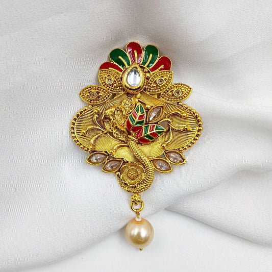 Adorable Leaf Designer Sari Pin - Shree Radhe Pearls