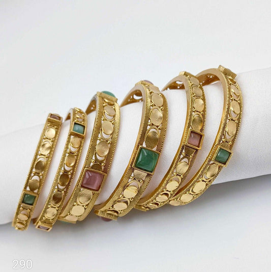Ajmer Attractive Gold Plated Stone Bangles - Shree Radhe Pearls