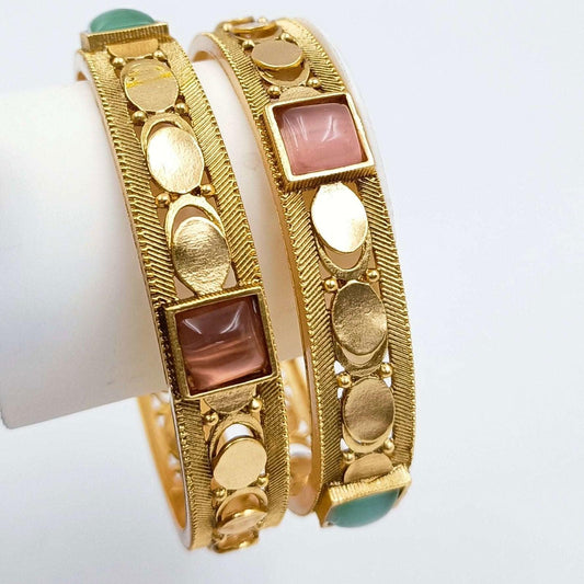 Ajmer Attractive Gold Plated Stone Bangles - Shree Radhe Pearls