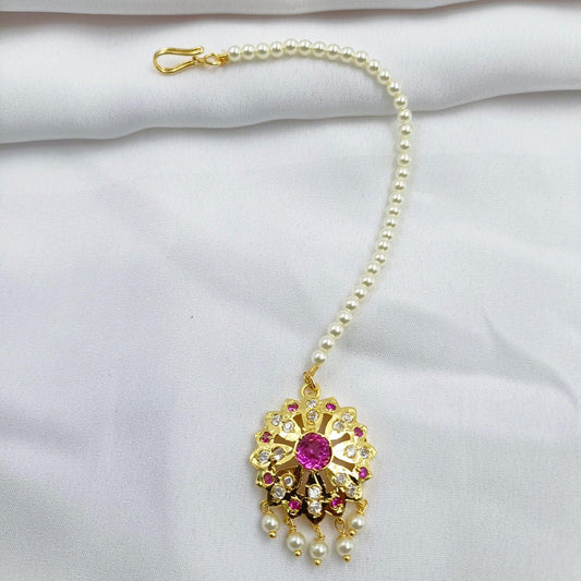 Alluring Floret Designer Pearls Mang Tikka - Shree Radhe Pearls