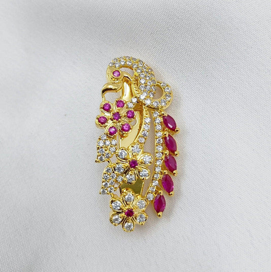 Alluring Peacock Designer Sari Pin - Shree Radhe Pearls