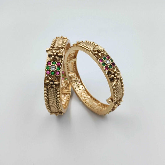 Antique finish Silver Copper Rajwadi Bangles for Women - Shree Radhe Pearls