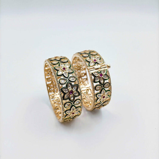 Appealing Floral Kundan Bangles - Shree Radhe Pearls