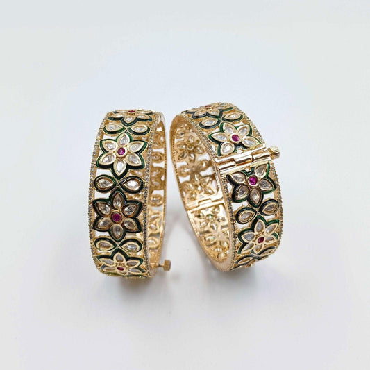 Appealing Floral Kundan Bangles - Shree Radhe Pearls