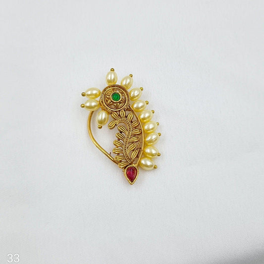 Beautiful Designer Golden Finish Pearl Nath - Shree Radhe Pearls