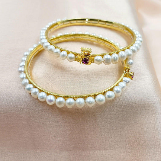 Blooming Designer fresh Water Pearls Bangles - Shree Radhe Pearls