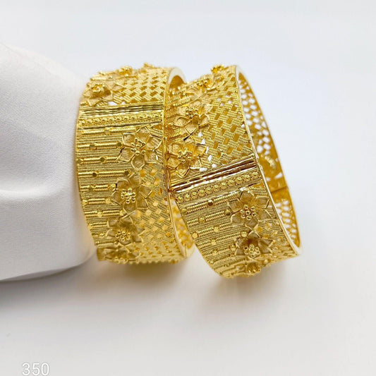 Charming Flower Designer Gold Plated Bangles - Shree Radhe Pearls