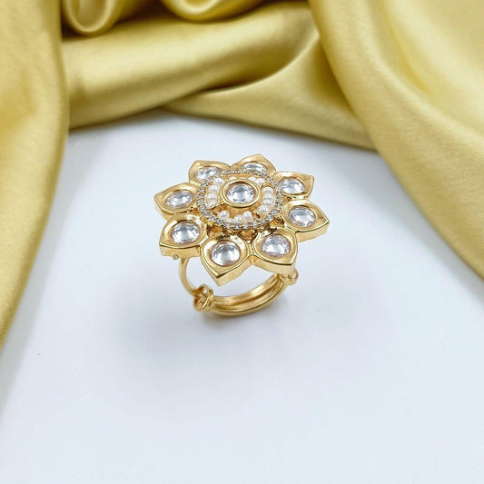 Charming Kundan Finger Ring - Shree Radhe Pearls