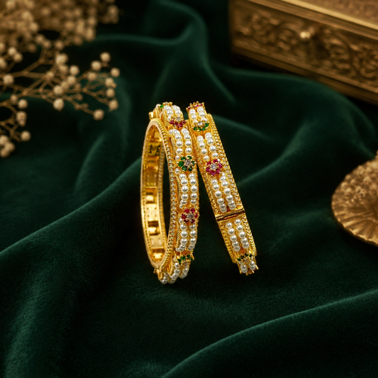 Blooming Designer Trendy Pearls Bangles