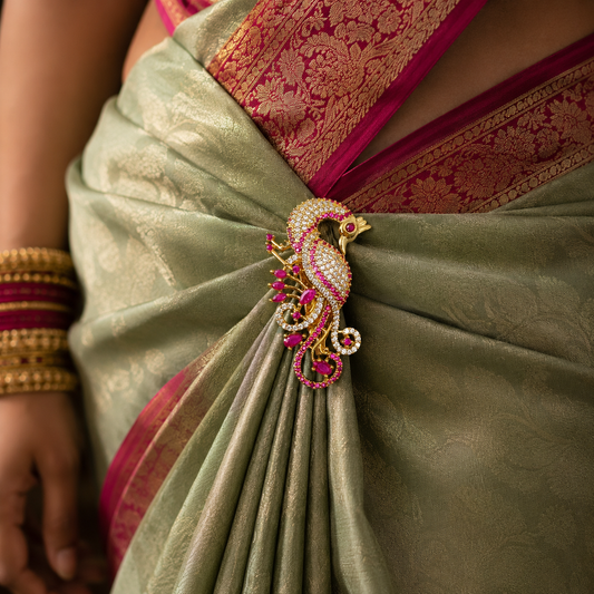Divine Peacock Designer Sari Pin