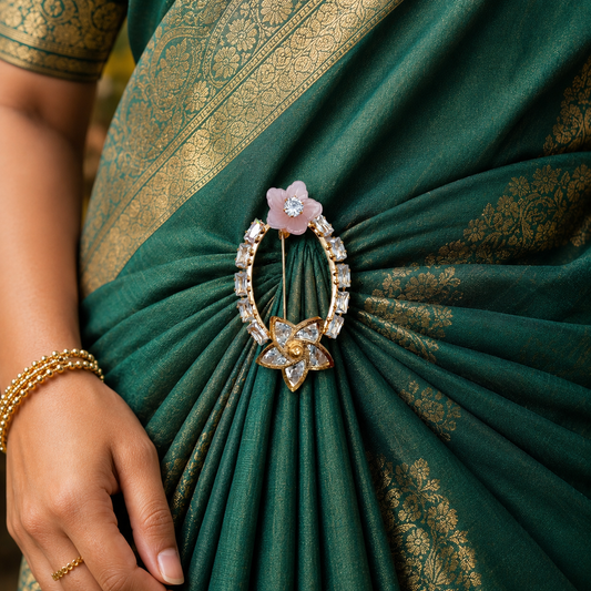 Elegant Floret Designer Sari Pin
