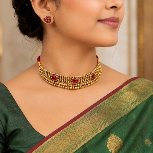 Amazing Designer Temple Choker Set
