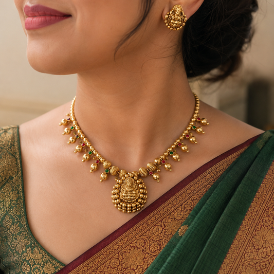 Brilliant Designer Temple Necklace Set
