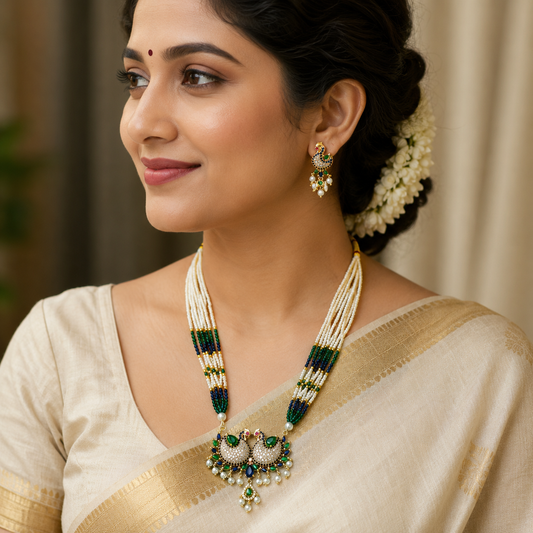 Dazzling Peacock Designer Chida Set