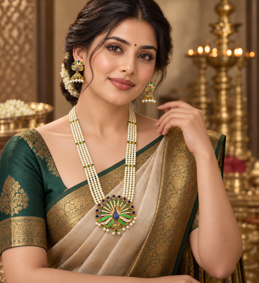 Sparkling Peacocke Designer Pearl Ranihaar