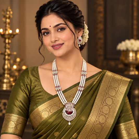 Lavishing Fresh Water Pearls Designer Ranihaar