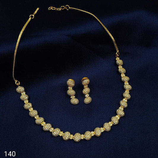 Delicate Oval Shaped Designer AD Necklace Set - Shree Radhe Pearls
