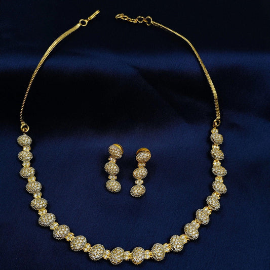 Delicate Oval Shaped Designer AD Necklace Set - Shree Radhe Pearls