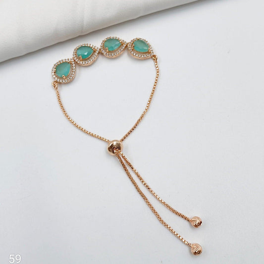 Droplet Sky Blue Color Stone Studded CZ Bracelet - Shree Radhe Pearls