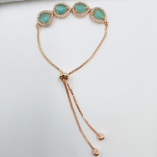 Droplet Sky Blue Color Stone Studded CZ Bracelet - Shree Radhe Pearls
