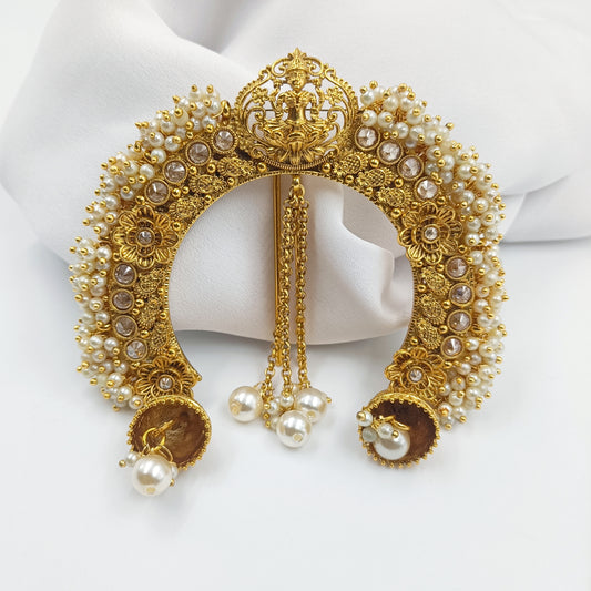 Pearls Studded Lakshmi Designer Hair Pin