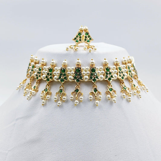Traditional Green Stone Studded Kasturi Chinchpeti