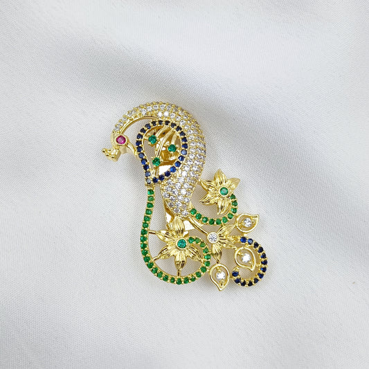 Pleasing Peacock Designer Sari Pin