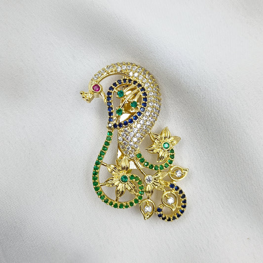 Pleasing Peacock Designer Sari Pin