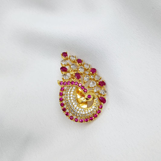 Radiant Peacock Designer Sari Pin