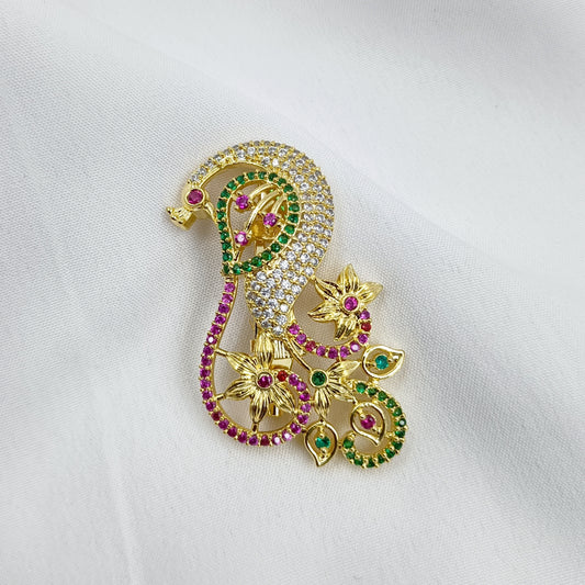 Charming Peacock Designer Sari Pin