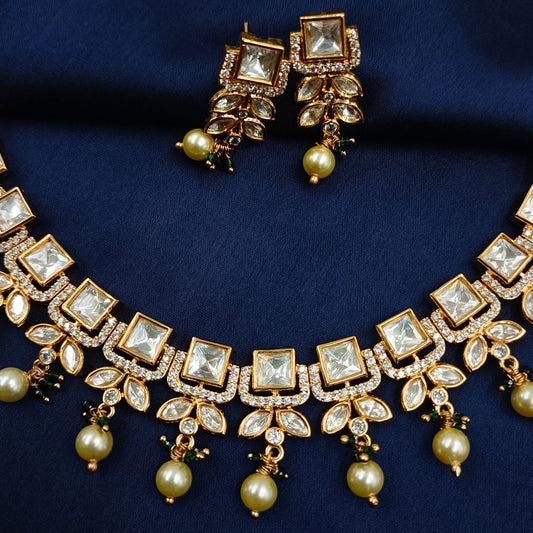 Attractive Square Designer Kundan necklace set