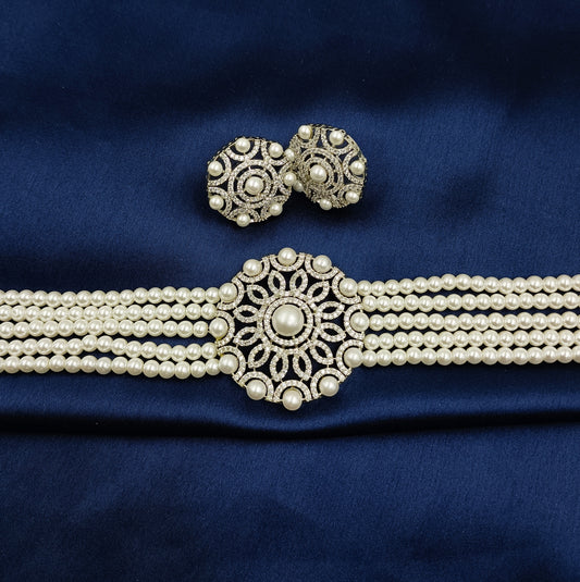 Divine Floret Designer Fancy Pearls Choker Set