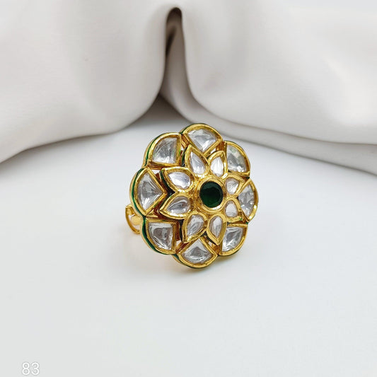Trendy Kundan Floret Designer Finger Ring