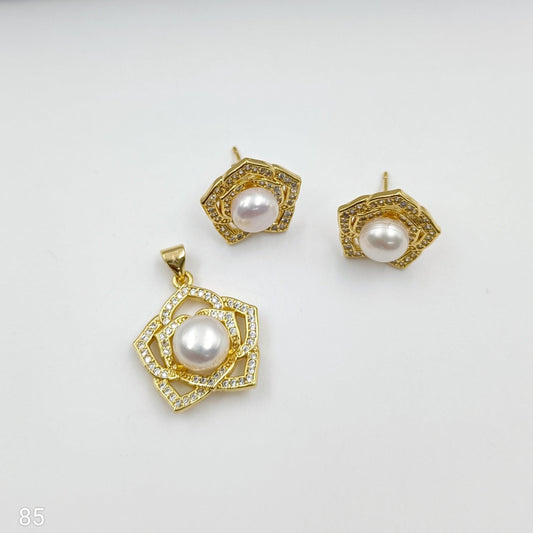 Floret Designer Golden Finish Pendent Set