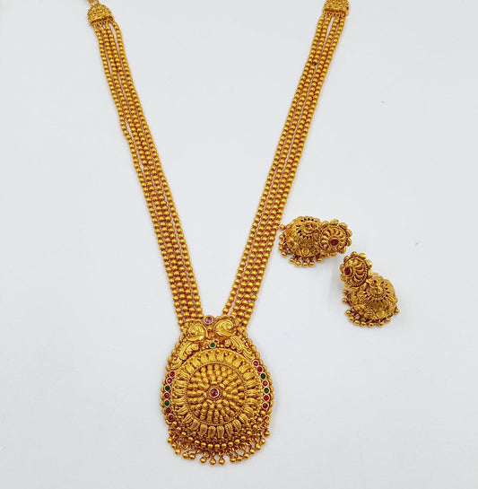 Blossom Designer Golden Matte Finish Necklace Set