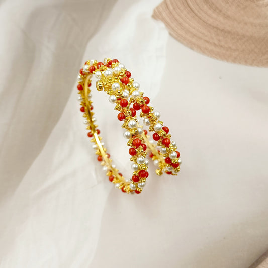 Lavish Trendy Designer Pearls & Coral Bangles