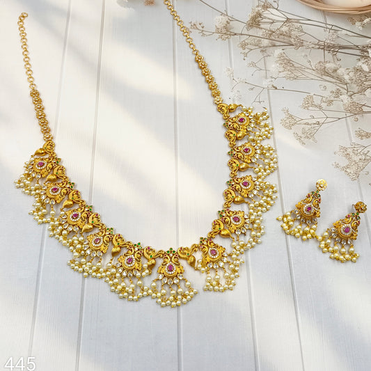 Elegant Designer Temple Long Set