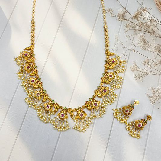 Elegant Designer Temple Long Set