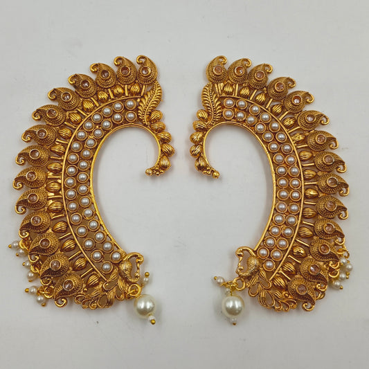 Traditional Pearl & Floral Ear Cuff