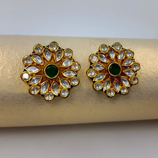 Green Floral Kundan-Style Tops