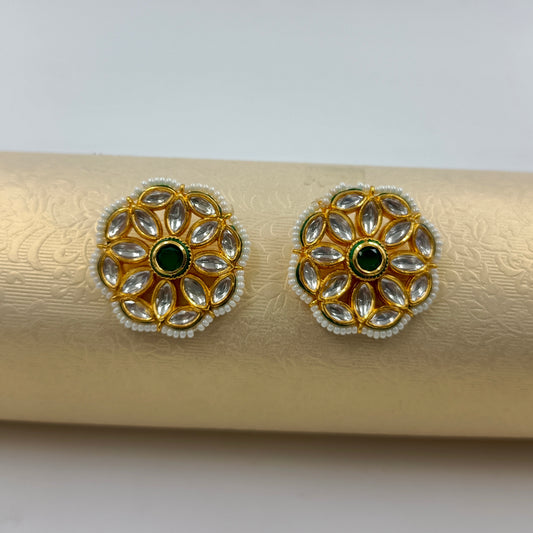 Green Floral Kundan-Style Tops